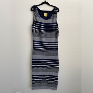 nwt! anthropologie sassy bodycon blue and white striped dress
